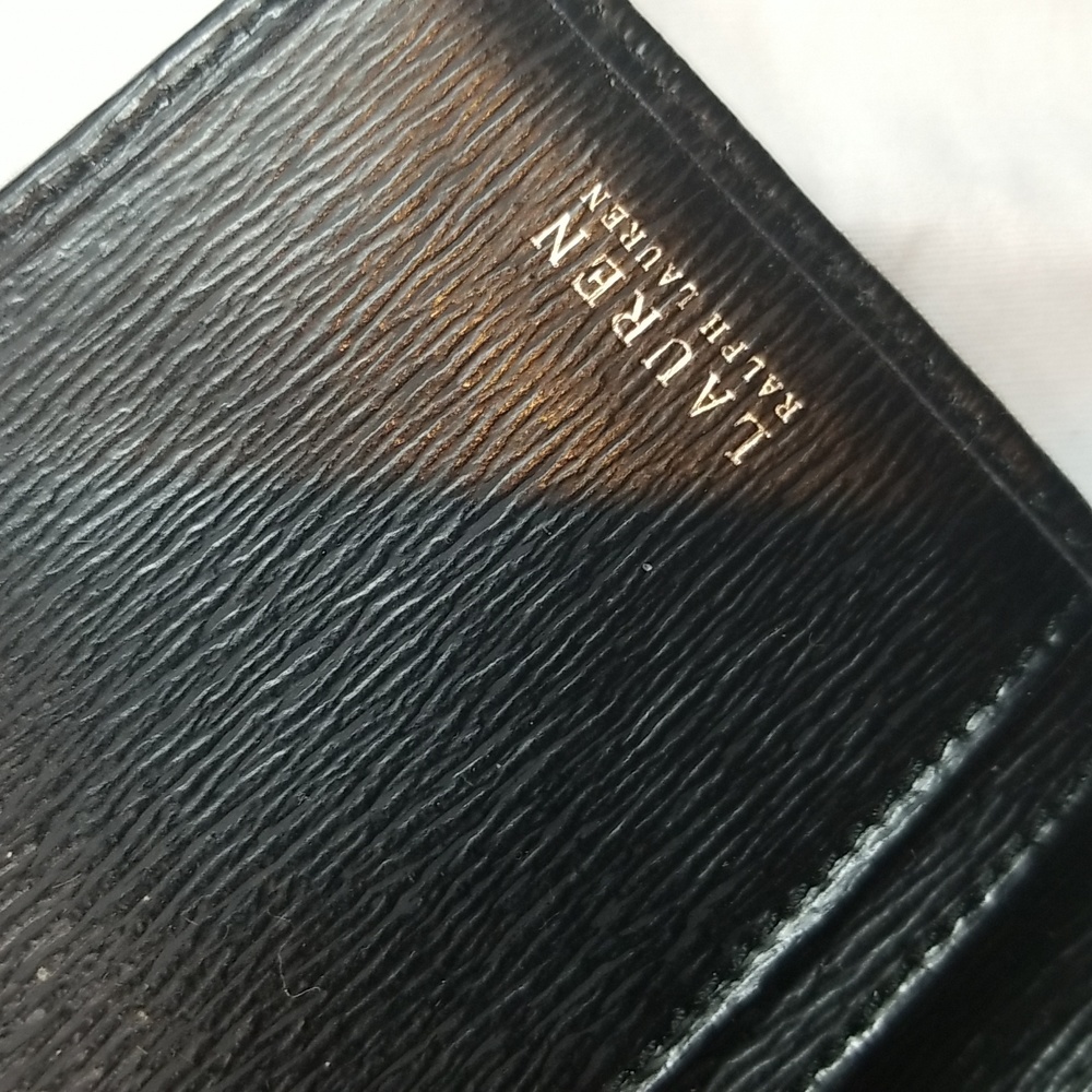 - Ralph Lauren Black Leather Sloan Street Textured Slim Long Carryall Wall… - Picture 6 of 8